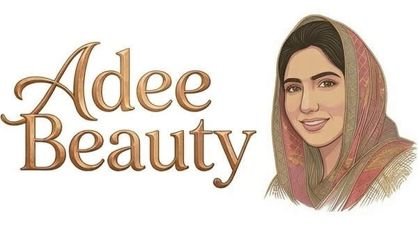 Adee Beauty logo with a woman's face wearing a headscarf on a white background
